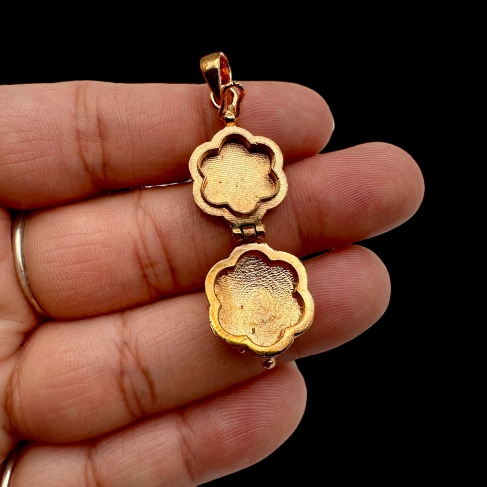 Solid Copper Poison Box Pendant With Faceted Amet… - image 3